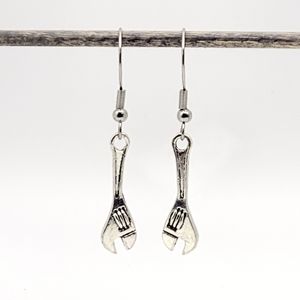 Stainless Steel Wrench Tool Dangle Hook Earrings